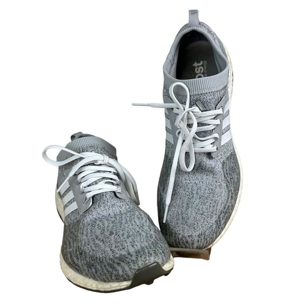 Adidas Pure Boost XG Gray Knit Running Shoes Size 8.5